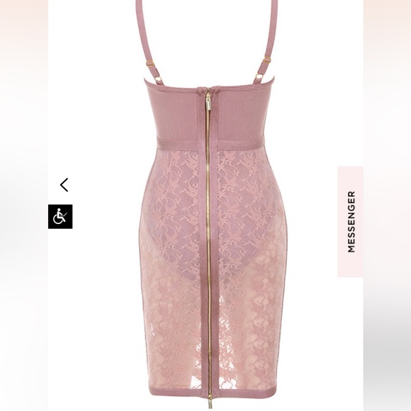 House of CB Perrina Mauve Sheer Lace Bandage Dress With High Waisted Briefs - Picture 6 of 15